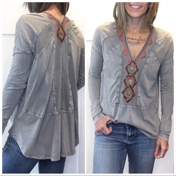 Free People | Beaded Oversized Hi-Low Top - Picture 7 of 8